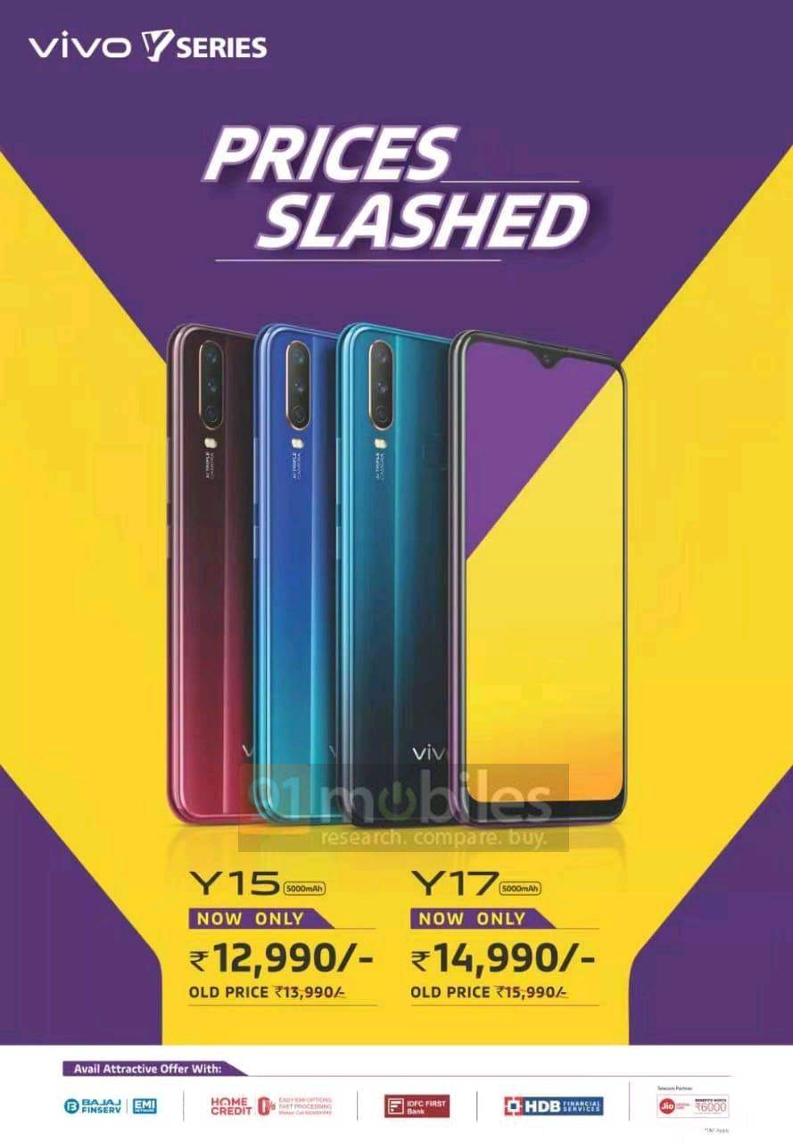 Vivo Y15 and Y17 prices in India slashed by Rs 1,000 each in offline