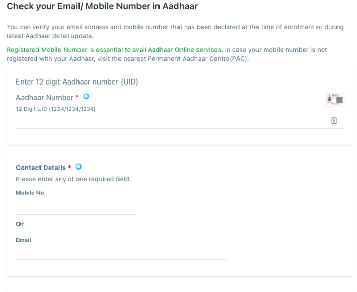 Aadhaar How to update or change registered mobile number in Aadhaar