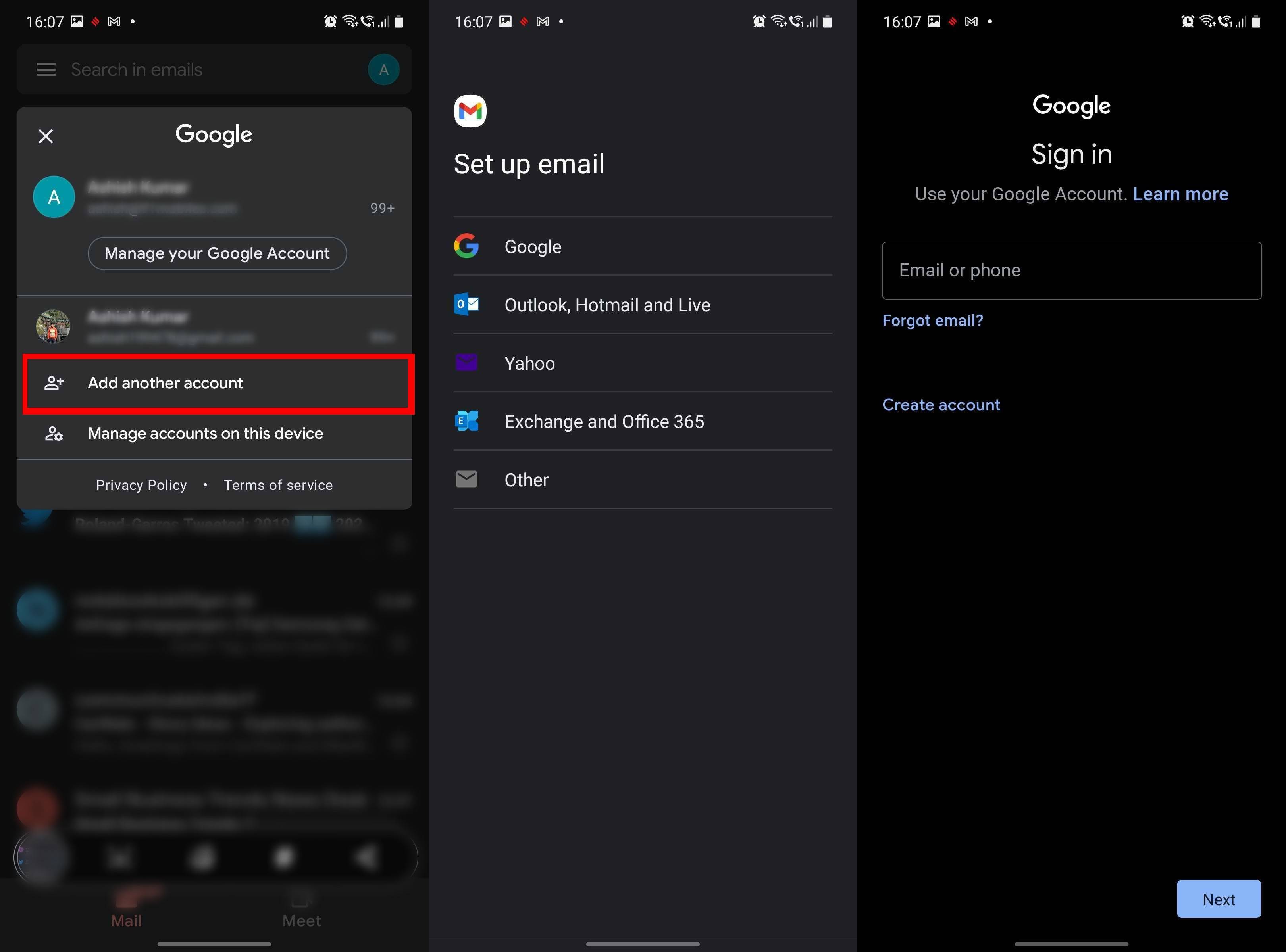 How to login to Gmail with another account