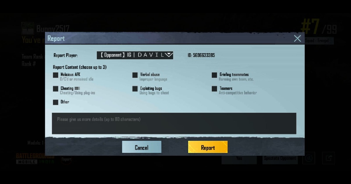 BGMI report hacker