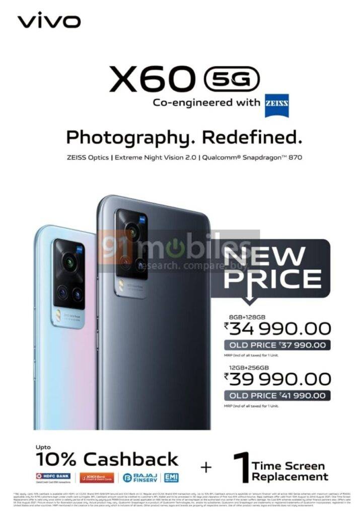 Vivo X60 5G price in India slashed by up to Rs 3,000 check new price