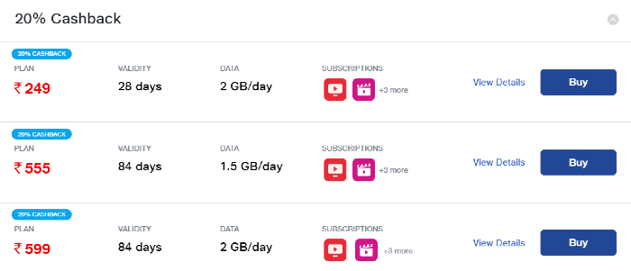 Jio prepaid recharge