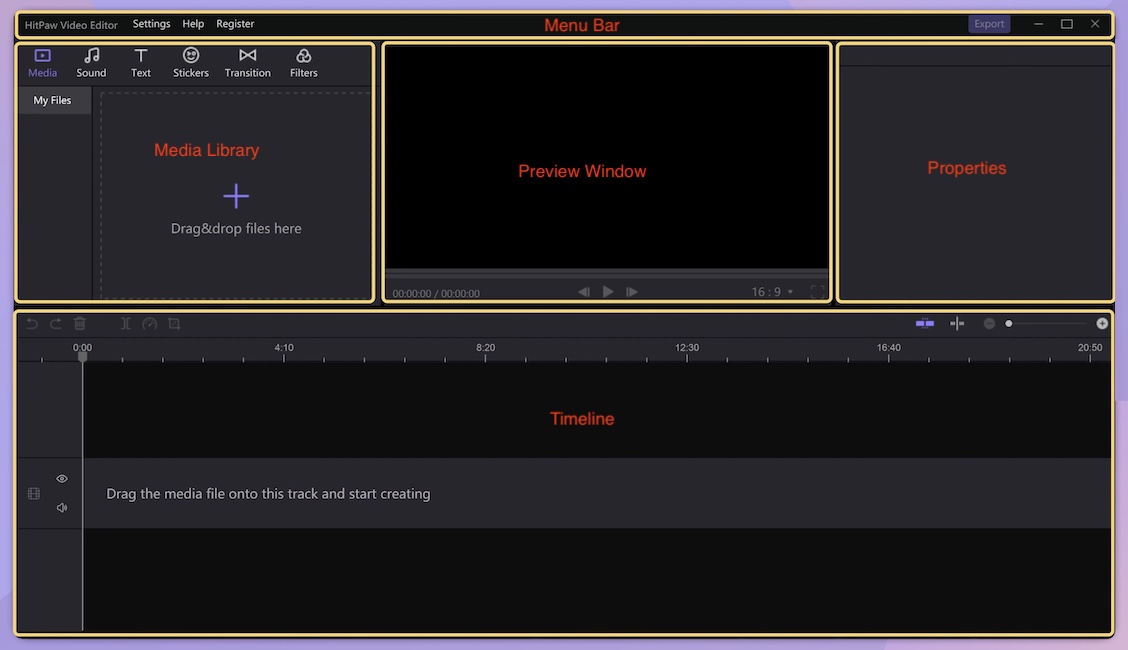 HitPaw Video Editor - five parts