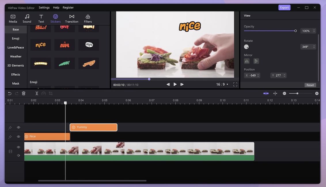 HitPaw Video Editor - stickers