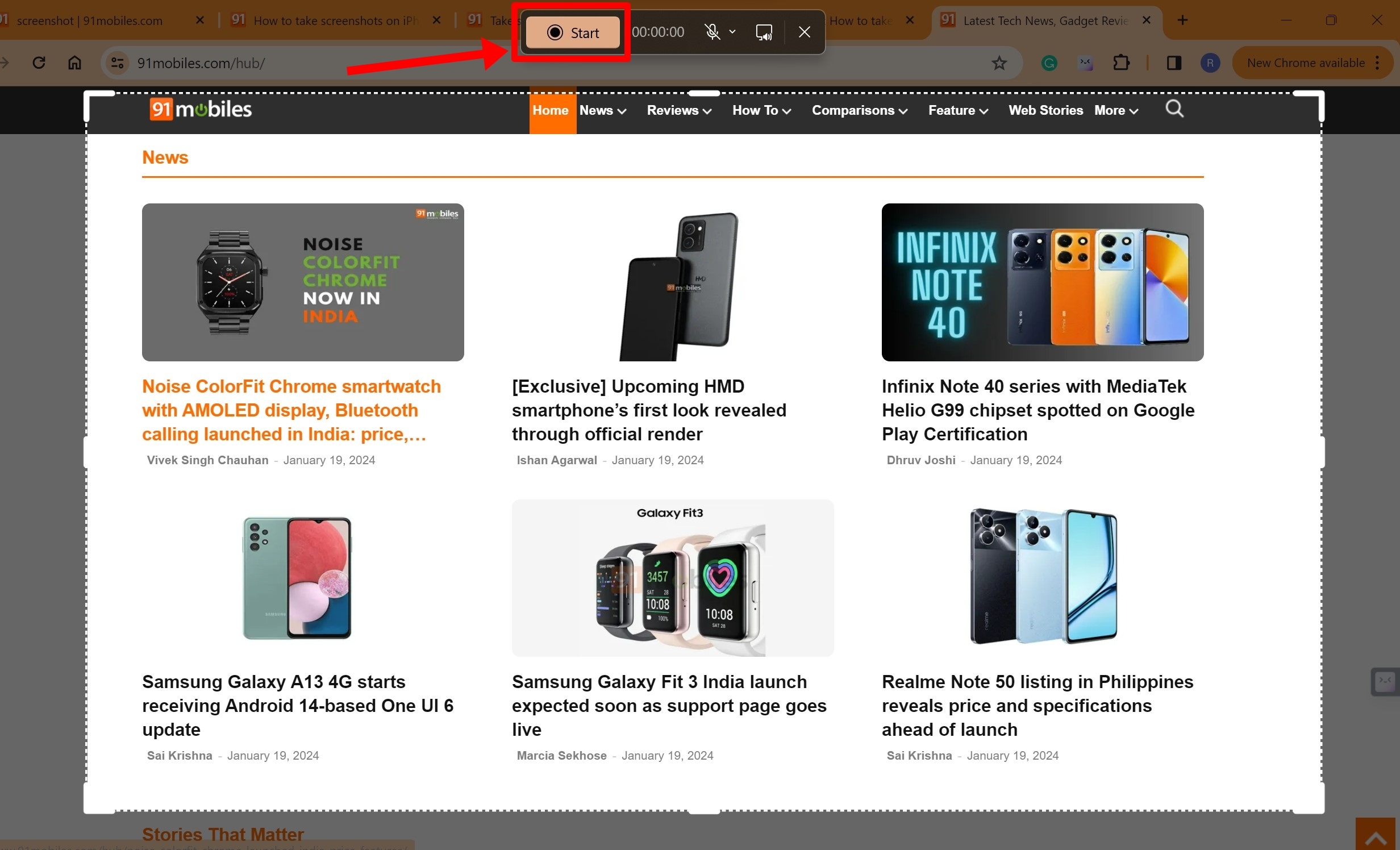 Record screen in Windows 11 using Snipping Tool