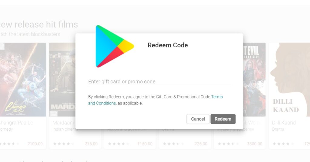 Google Play recharge code
