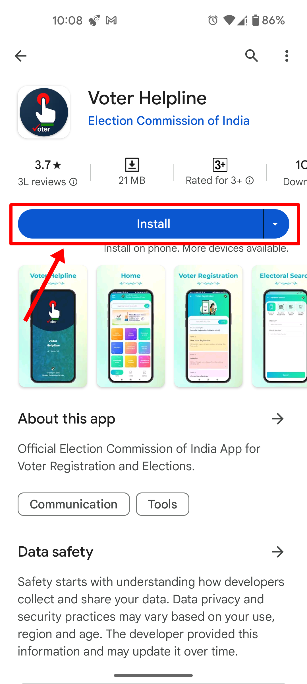 Link Aadhaar card to Voter ID via app