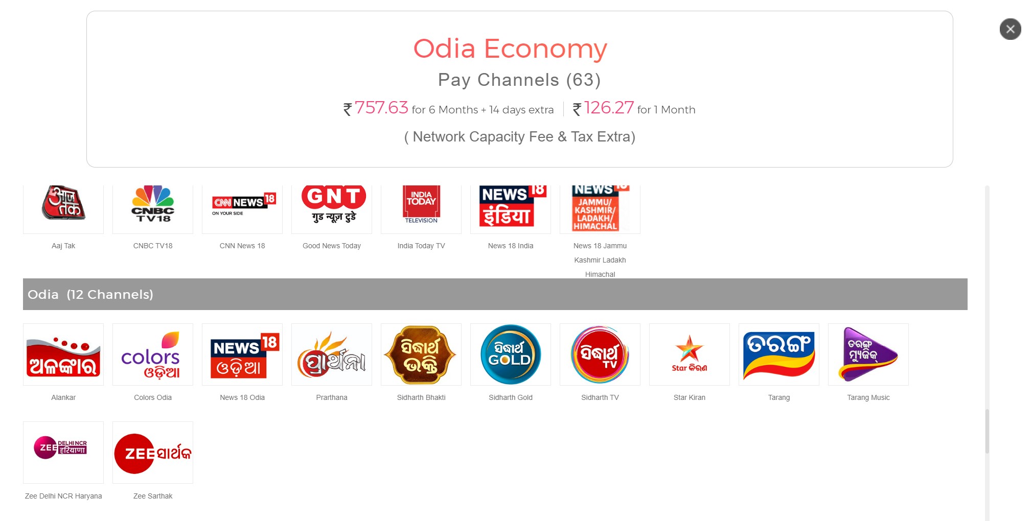Odia Sun Direct pack