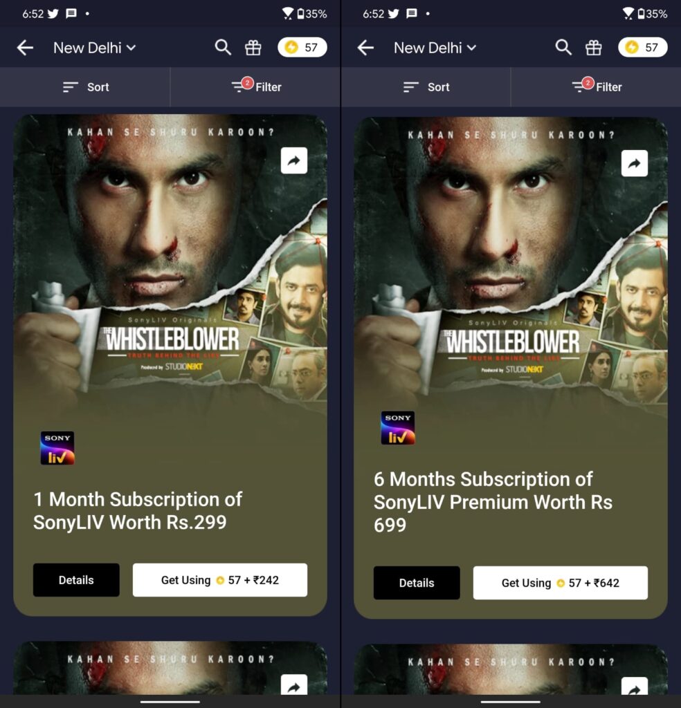 Sony LIV subscription with Flipkart Supercoins