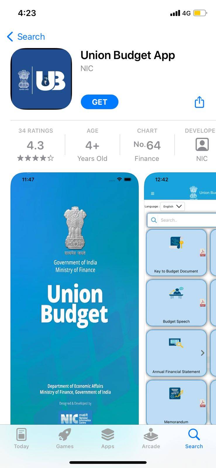 Download Union Budget app on iPhone