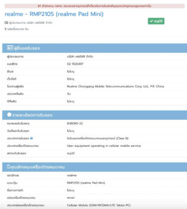 Realme Pad Mini NBTC