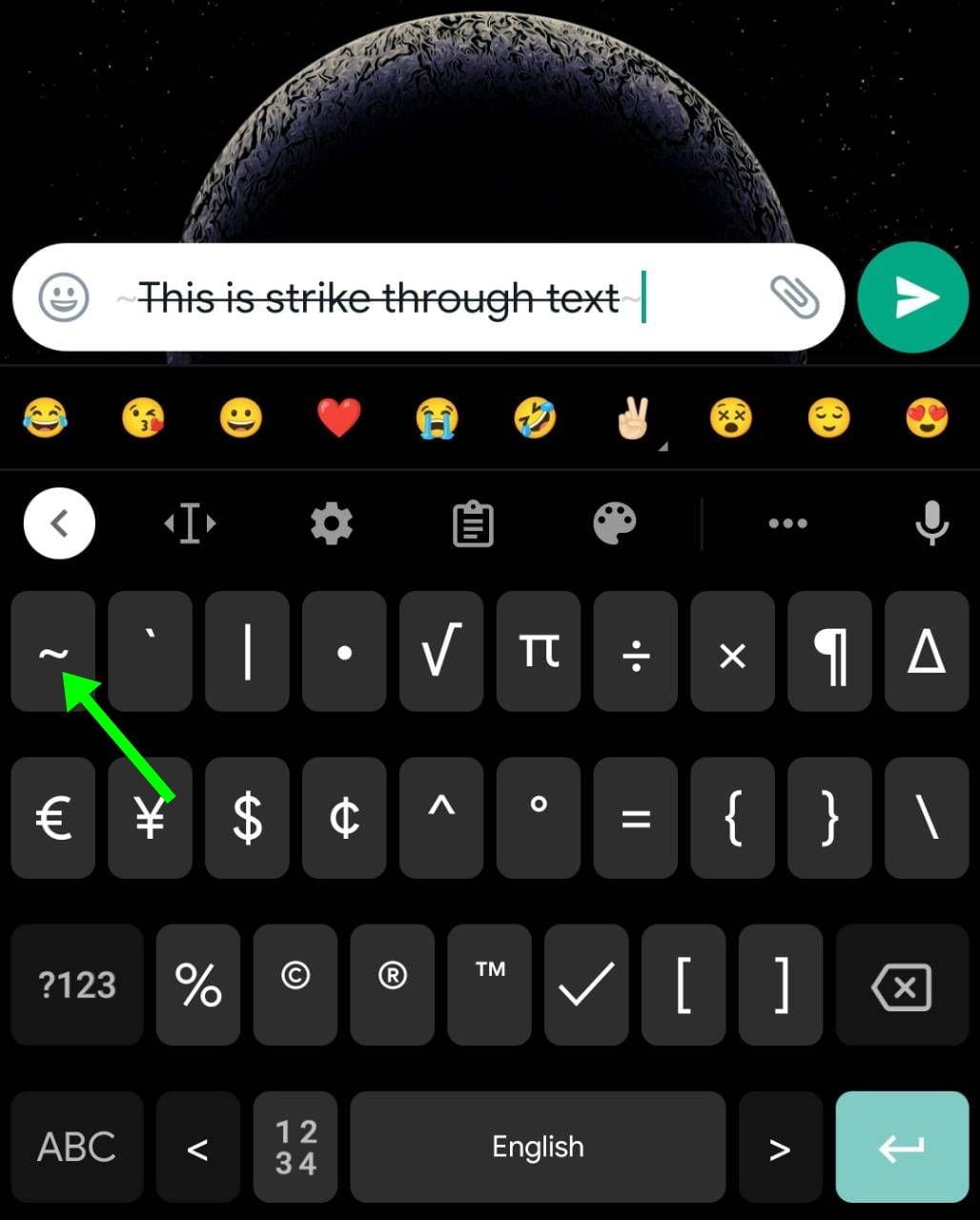 how to strikethrough text whatsapp