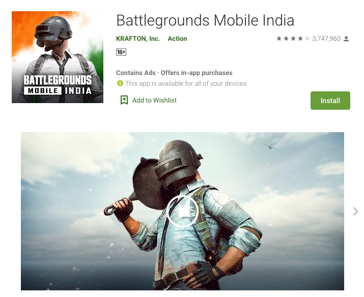 BGMI google play store