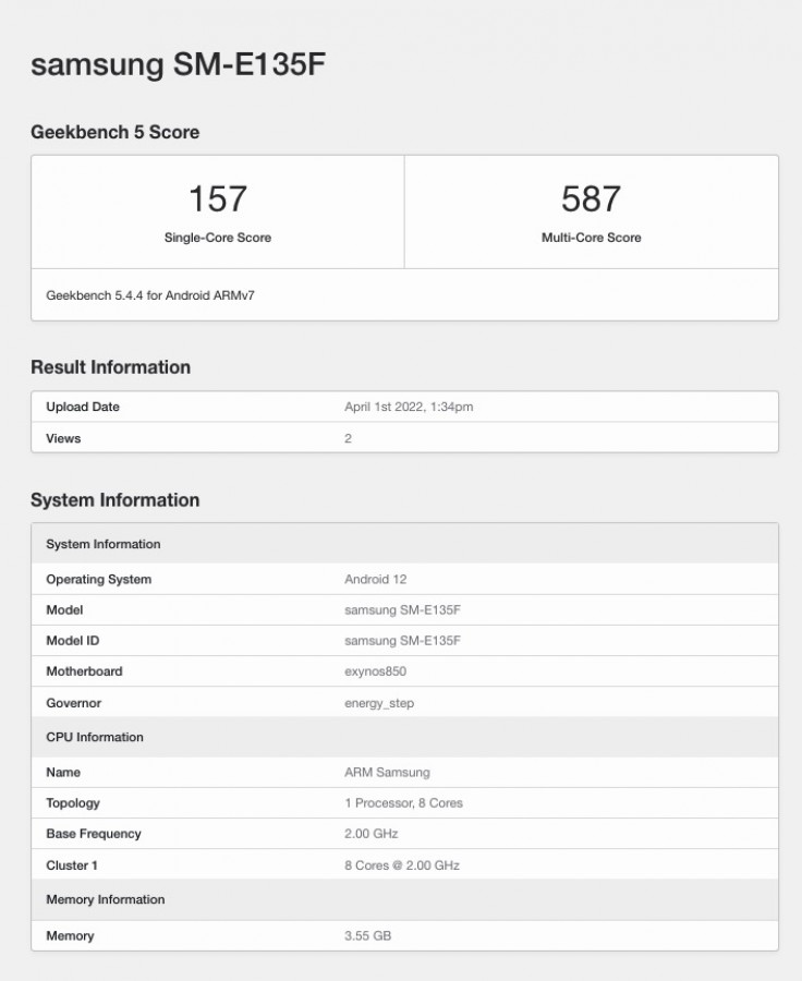 Samsung Galaxy F13 geekbench