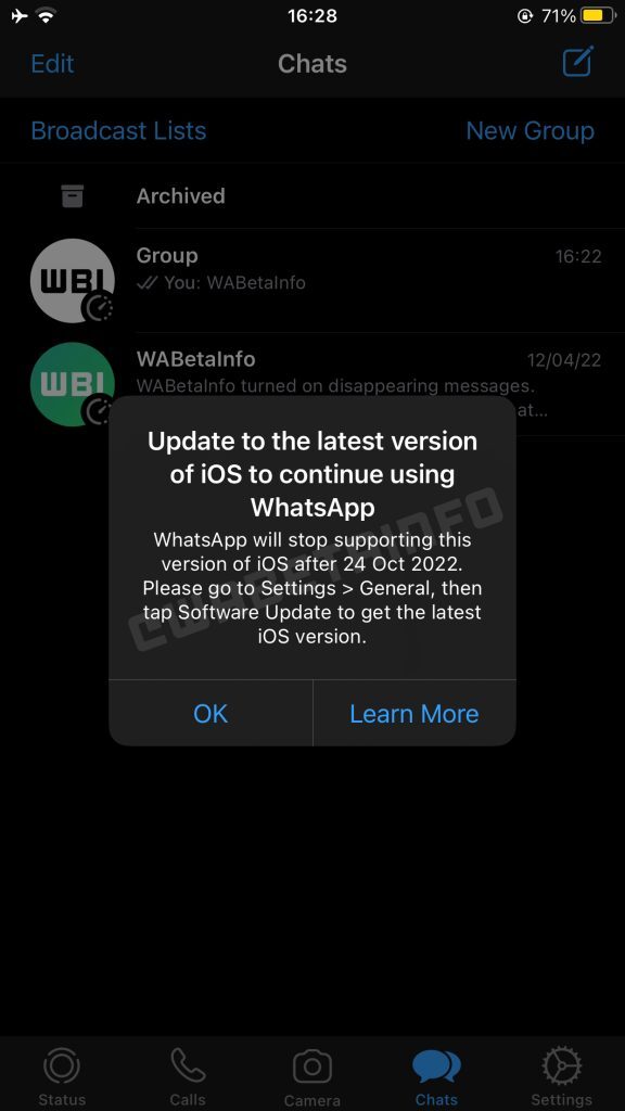 WhatsApp iOS 10