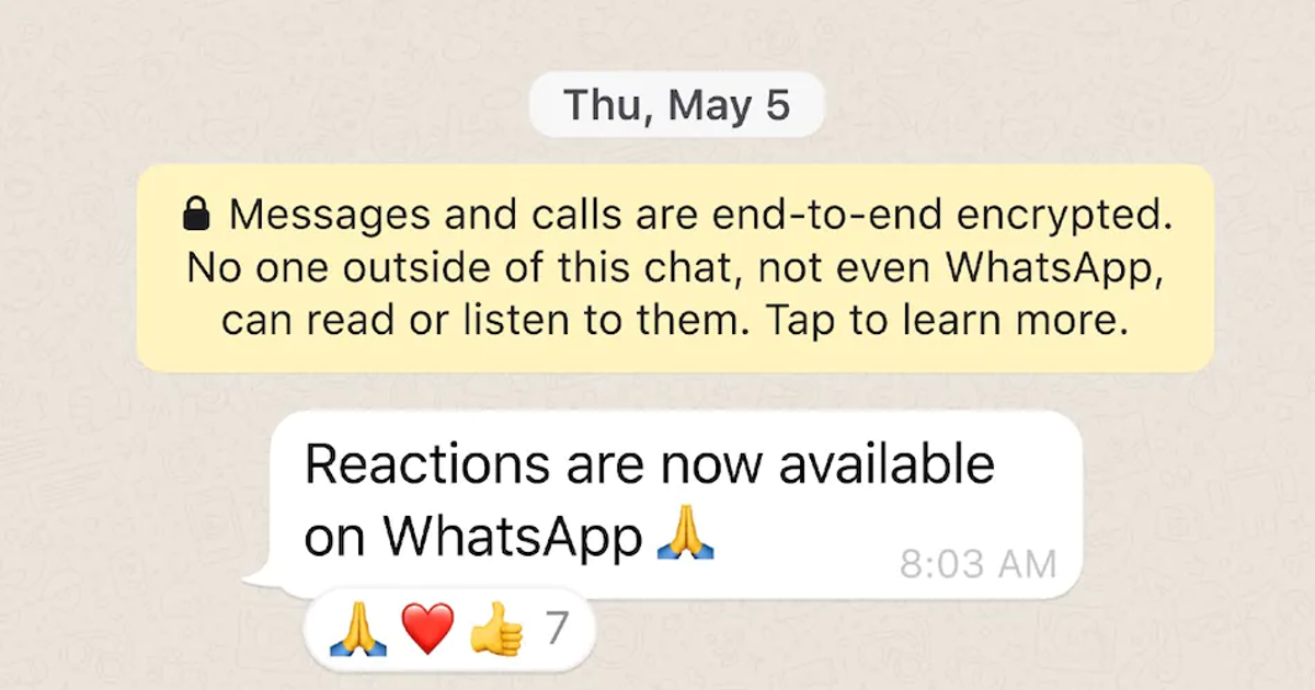 WhatsApp Emoji reactions