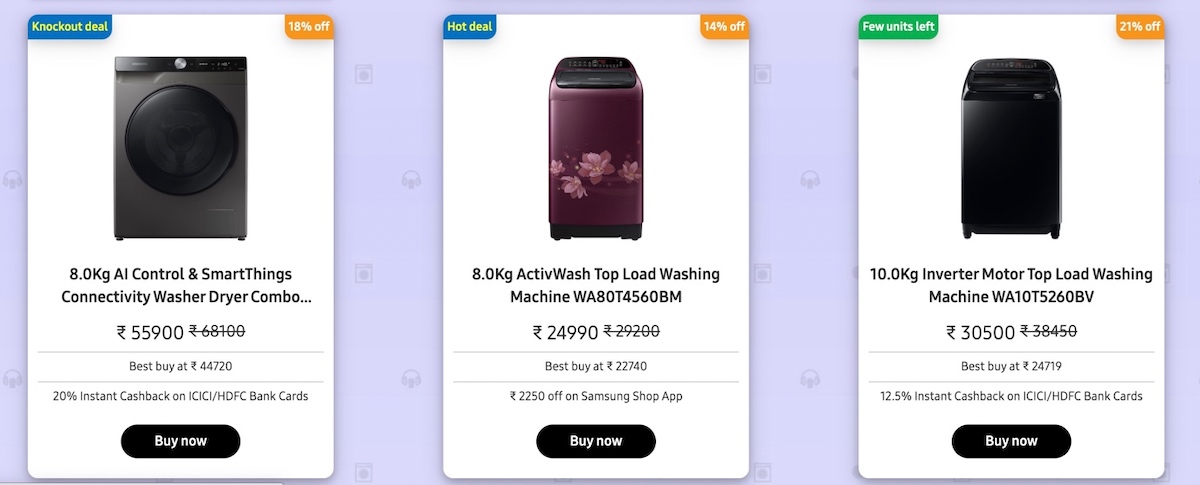 washing machine deals