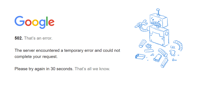 502 bad gateway error