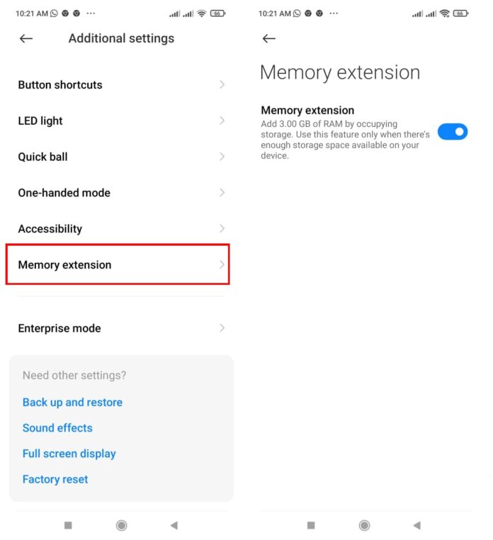 Virtual RAM How to use virtual RAM on Android mobile phone from Xiaomi