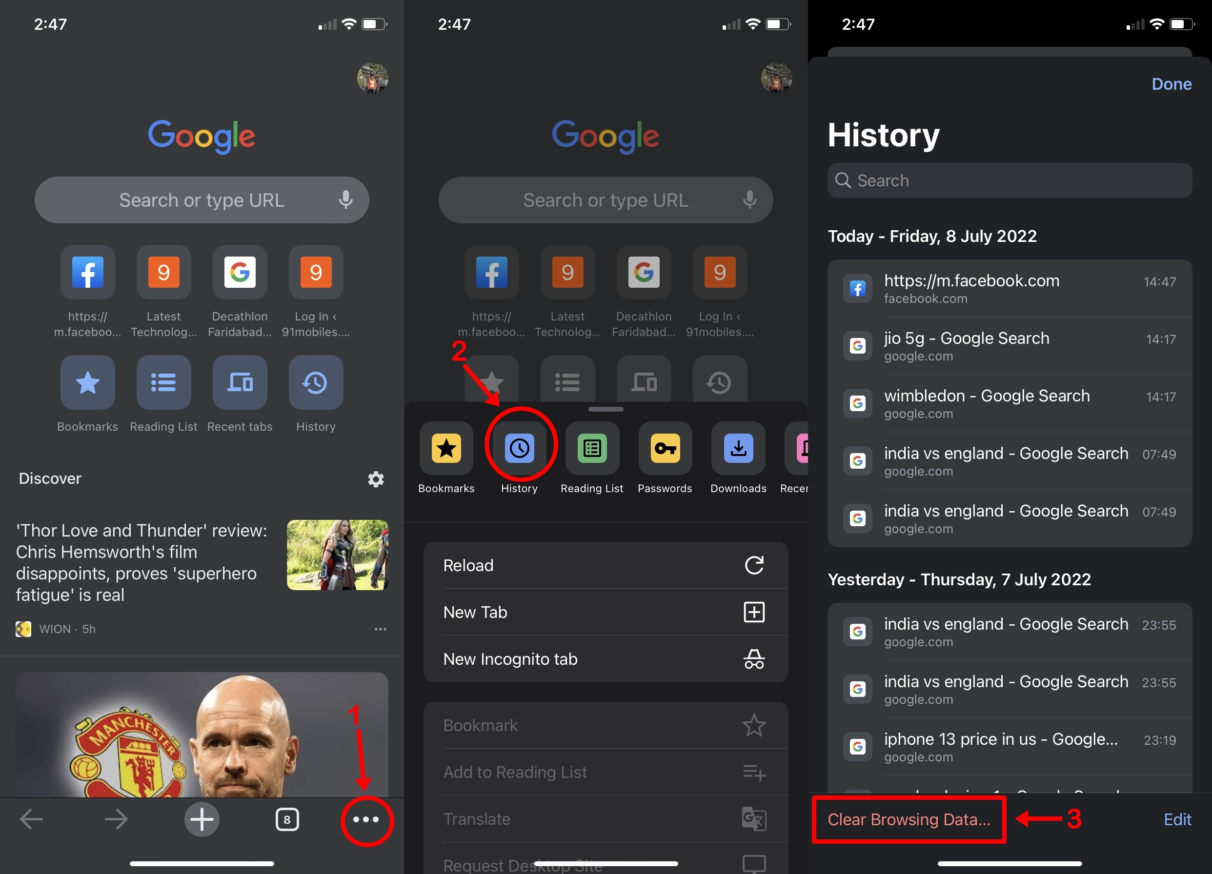 Clear Chrome Cache on iPhone