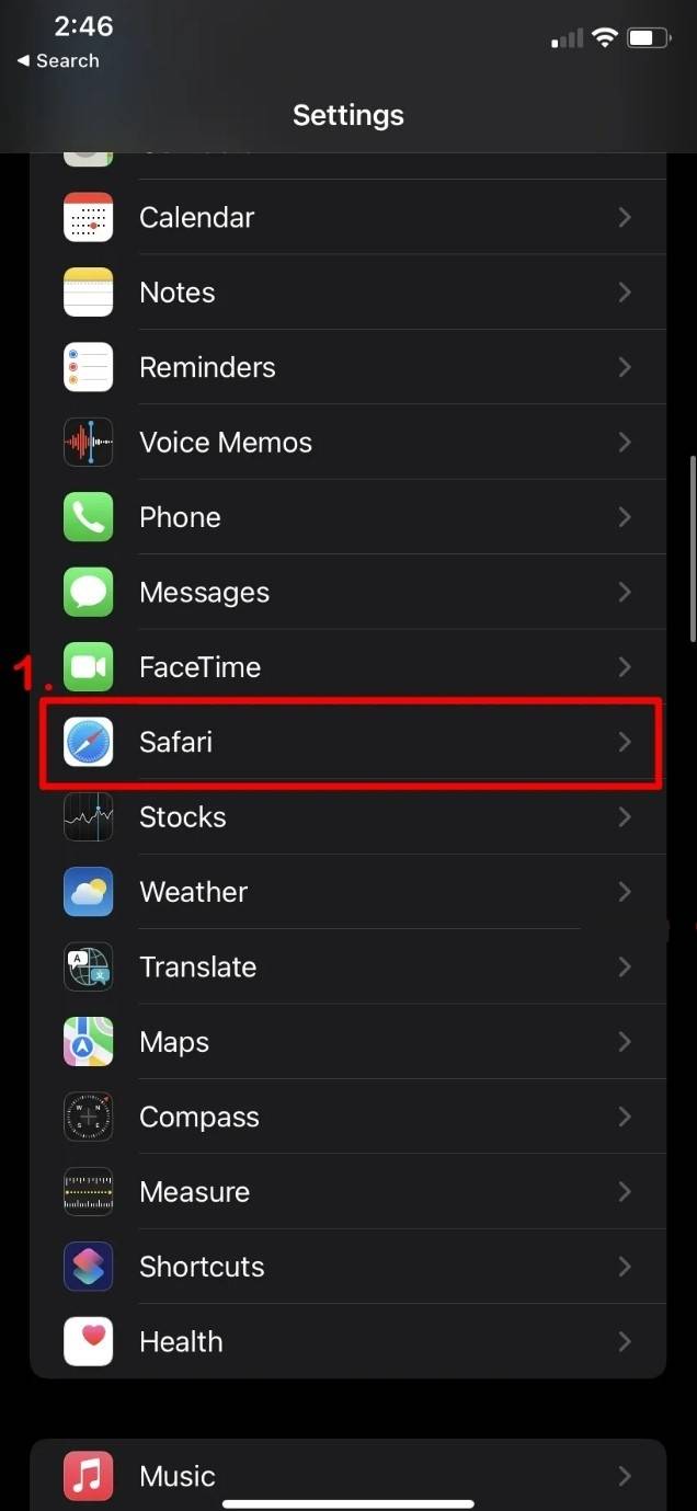 Clear Safari cache on iPhone