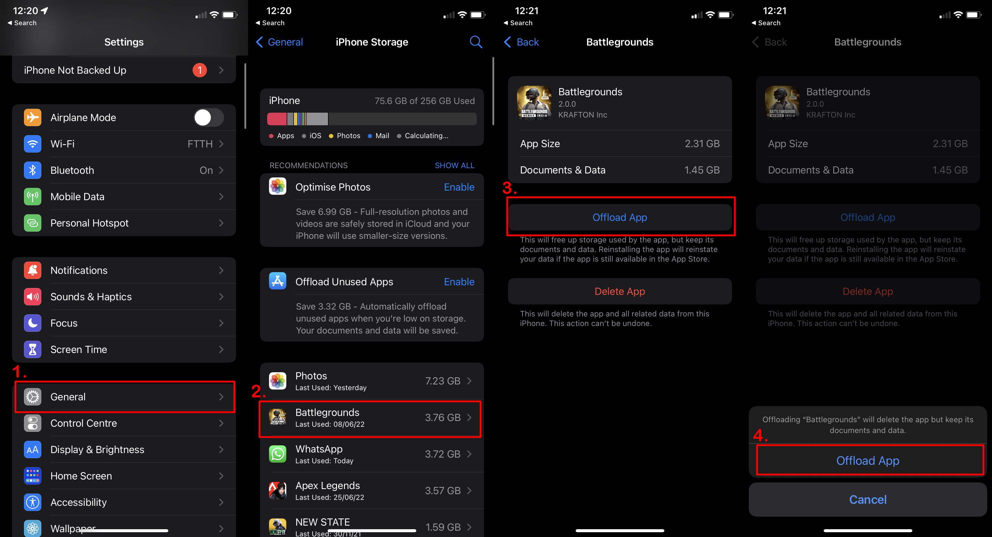 Clear Cache on iPhone via Offload Option