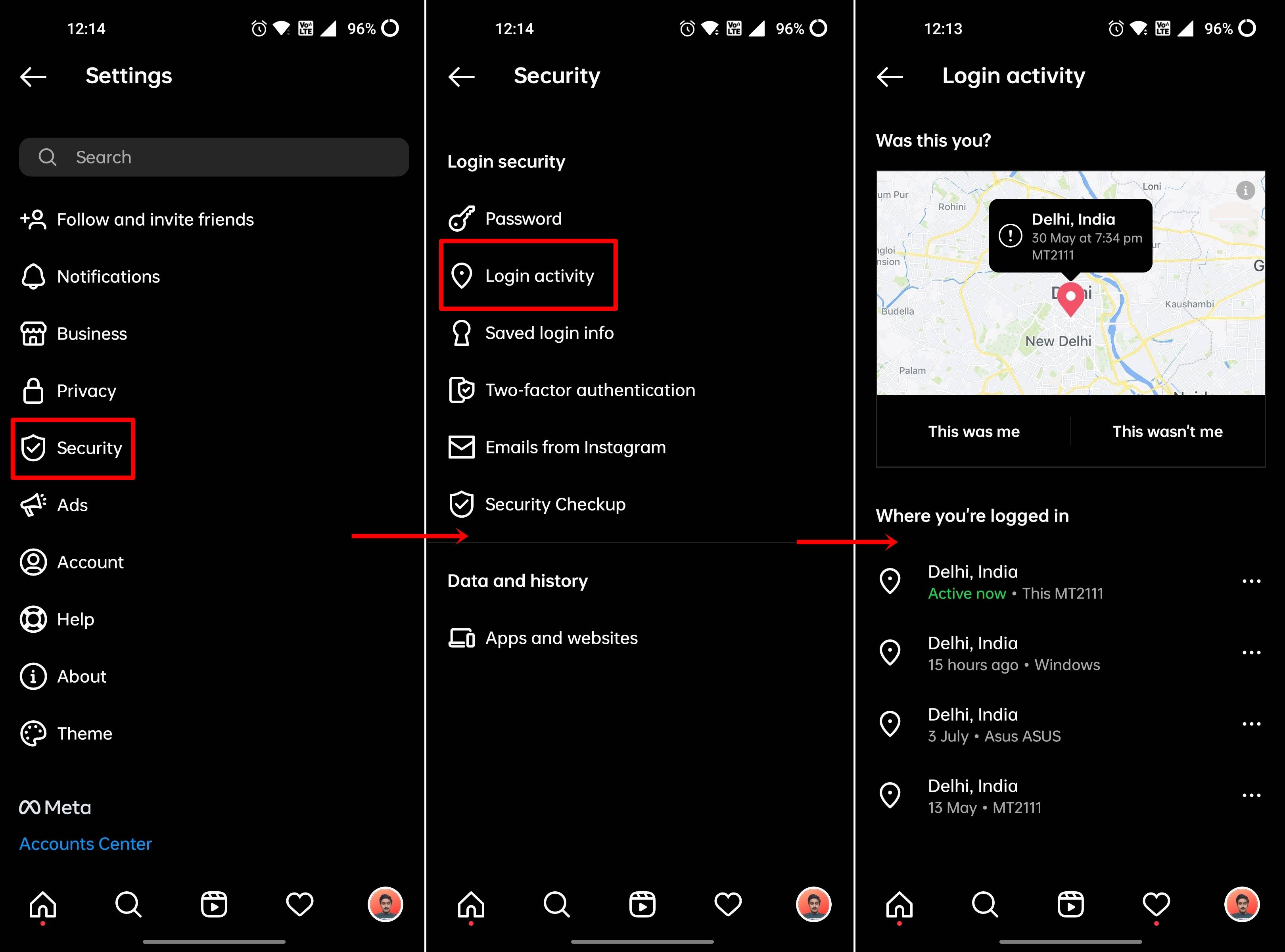 How to check Instagram login activity on mobile