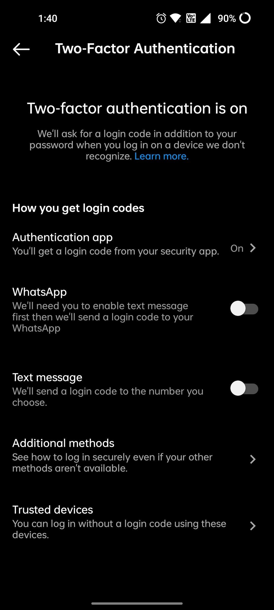 How to turn on Two factor authentication on Instagram