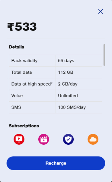 Jio Rs 533 plan