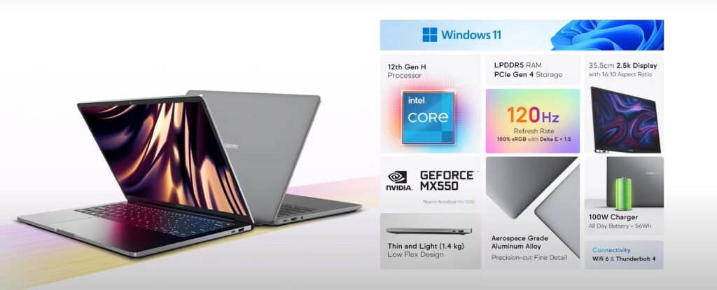 Xiaomi NoteBookPro 120G specs
