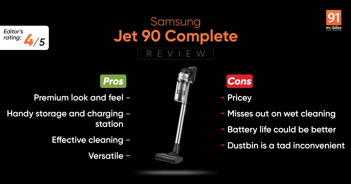 Samsung Jet 90 Complete cordless stick vacuum cleaner review: the Swiss Army knife of vacuums | 91mobiles.com