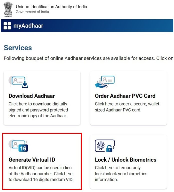 Aadhaar virtual ID How to create 16digit Aadhaar virtual ID online