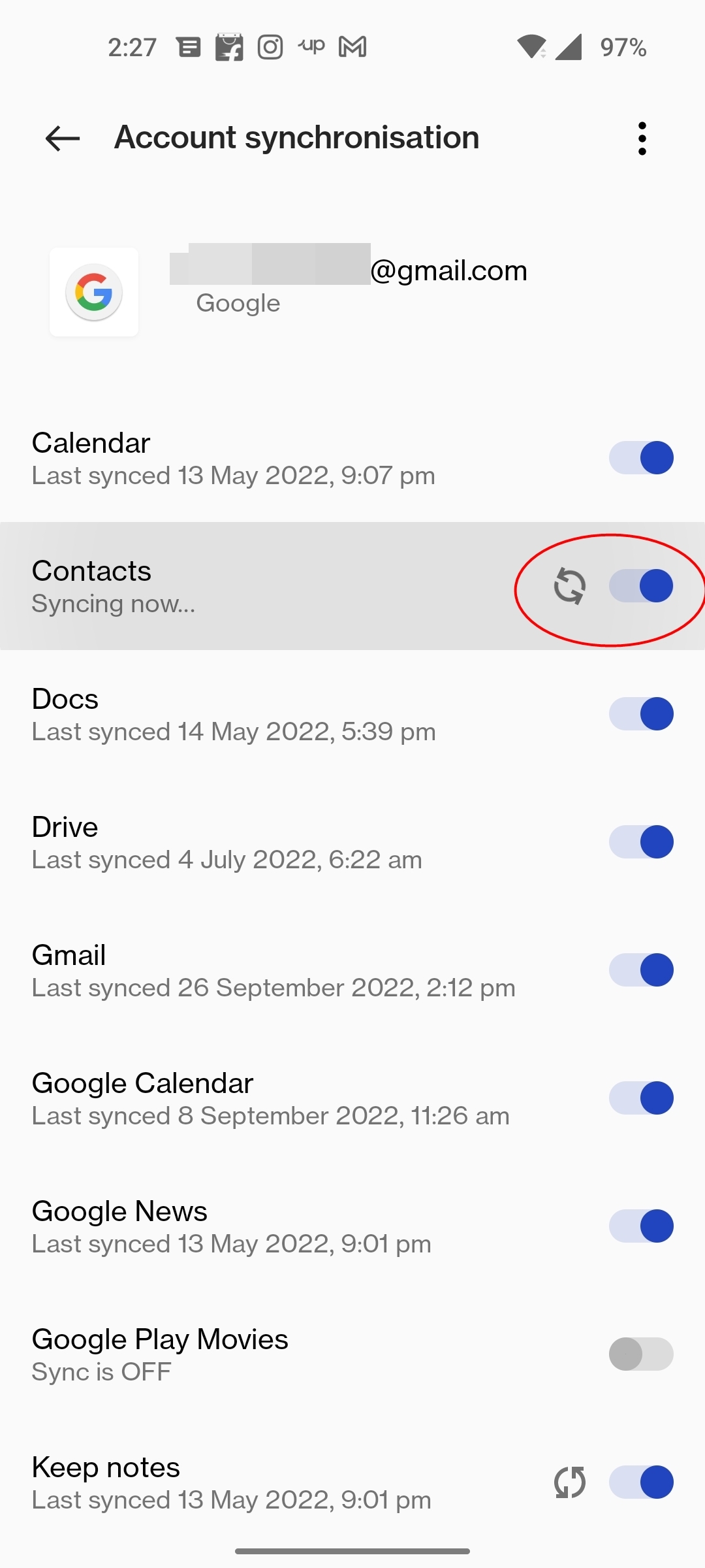 Turn on automatic backups for Google contacts on Android