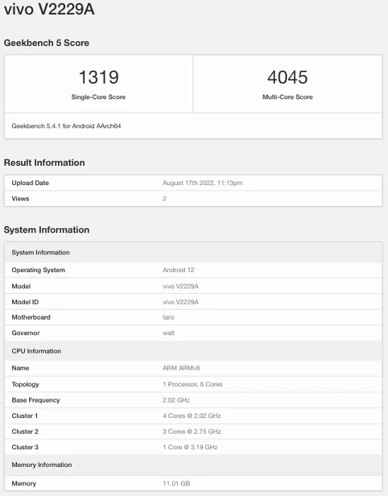 Vivo X Fold S Geekbench