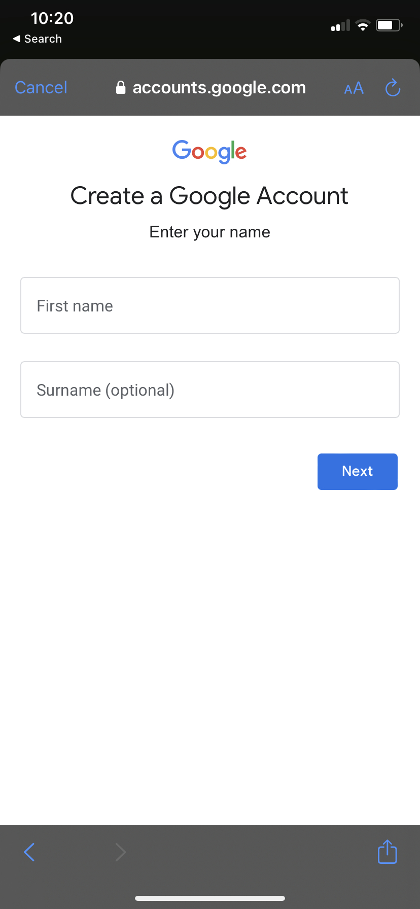 How to create Gmail account on iPhone