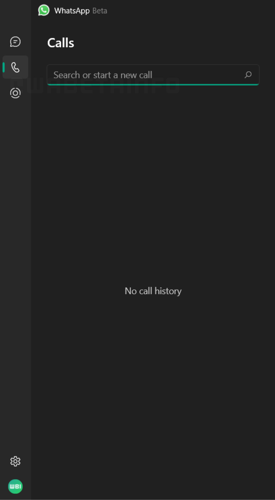 Call tab for WhatsApp desktop
