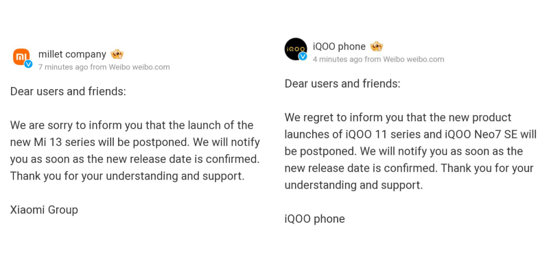 Xiaomi and iQOO
