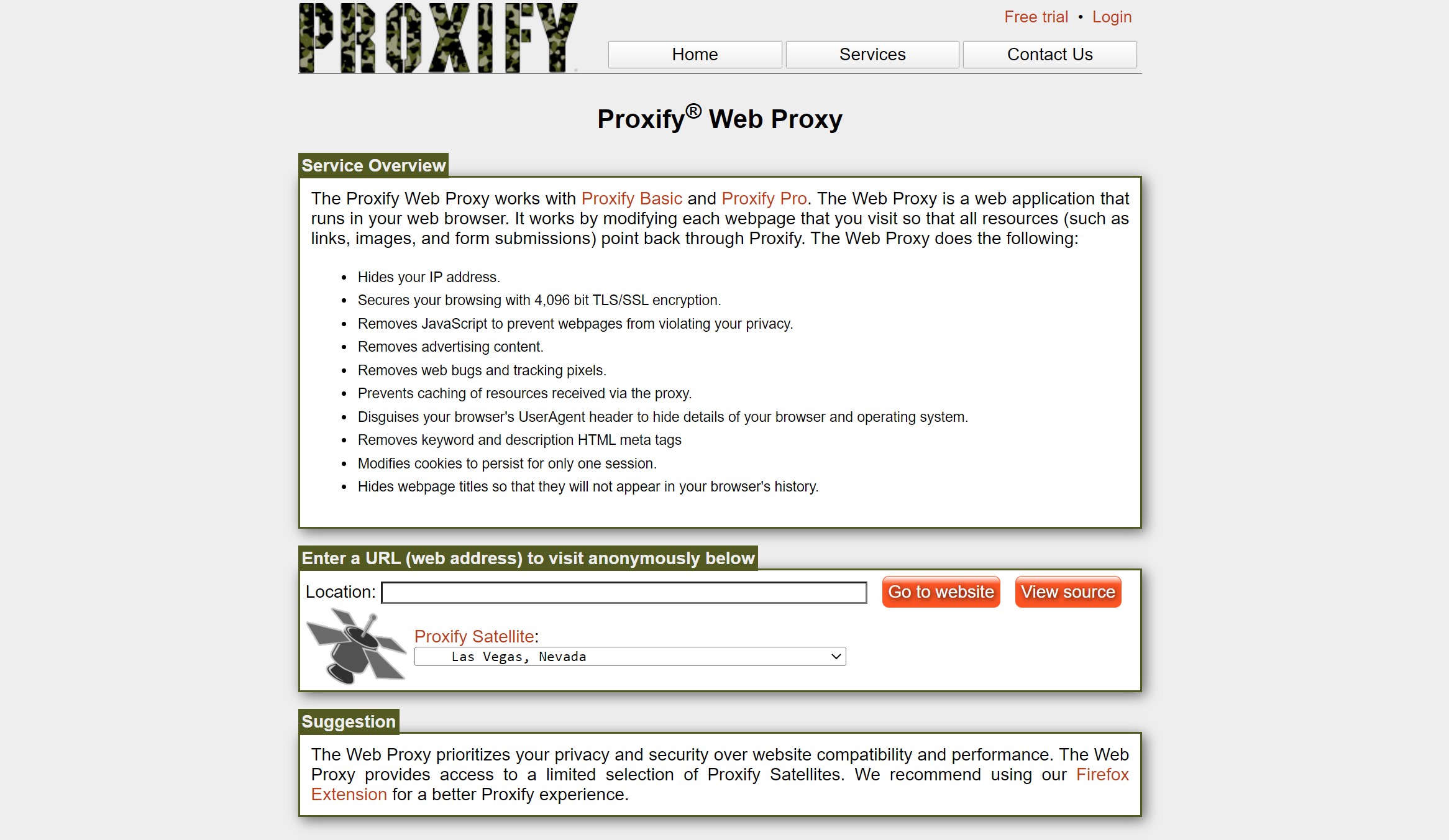 Proxify proxy website