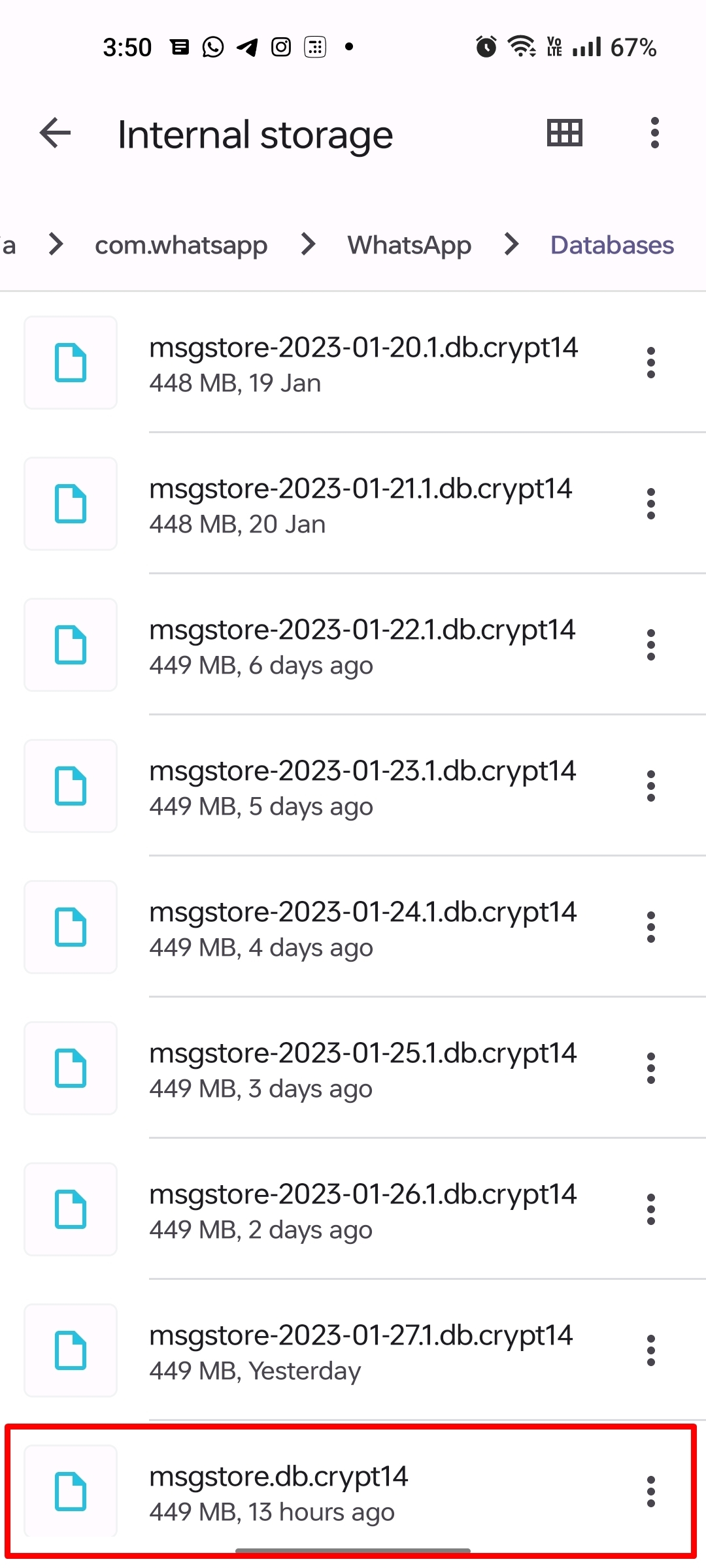restore whatsapp chat from local