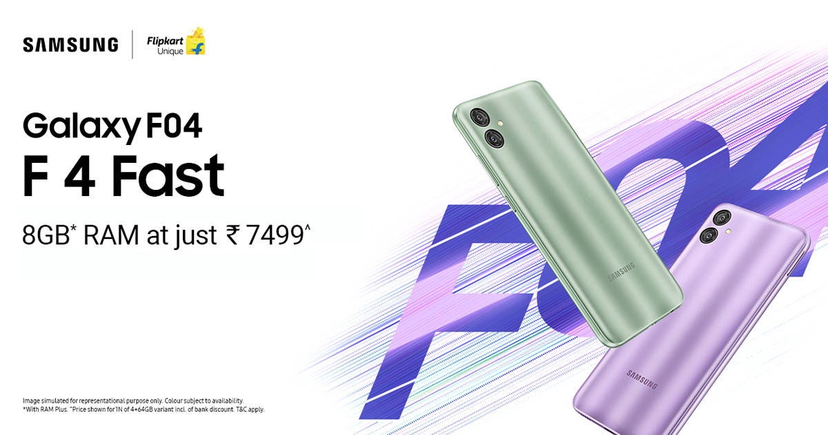 Get ready to experience F 4 Fast performance with the all-new Samsung Galaxy F04 at just Rs 7,499