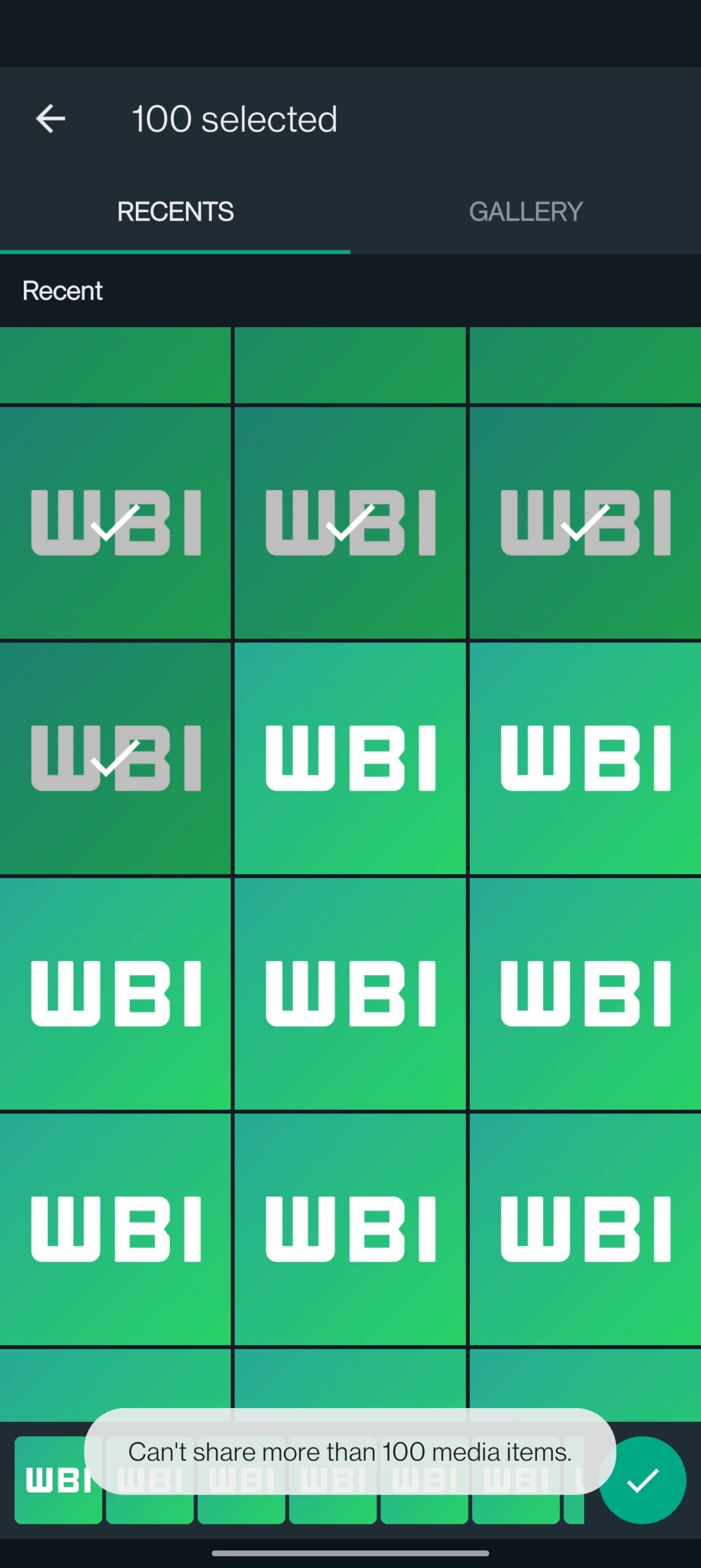 Whatsapp 100 media files