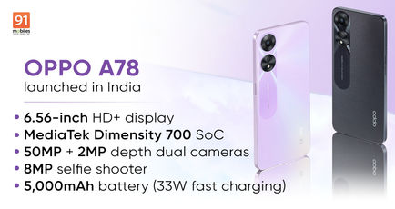 OPPO A78 5G with MediaTek Dimensity 700, 50MP camera, 5000mAh battery launched in India: price, specifications