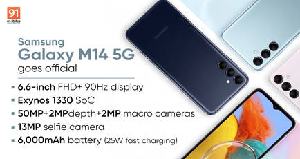 Samsung Galaxy M14 5G with Exynos 1330 SoC, 6,000mAh battery launched; support page live in India