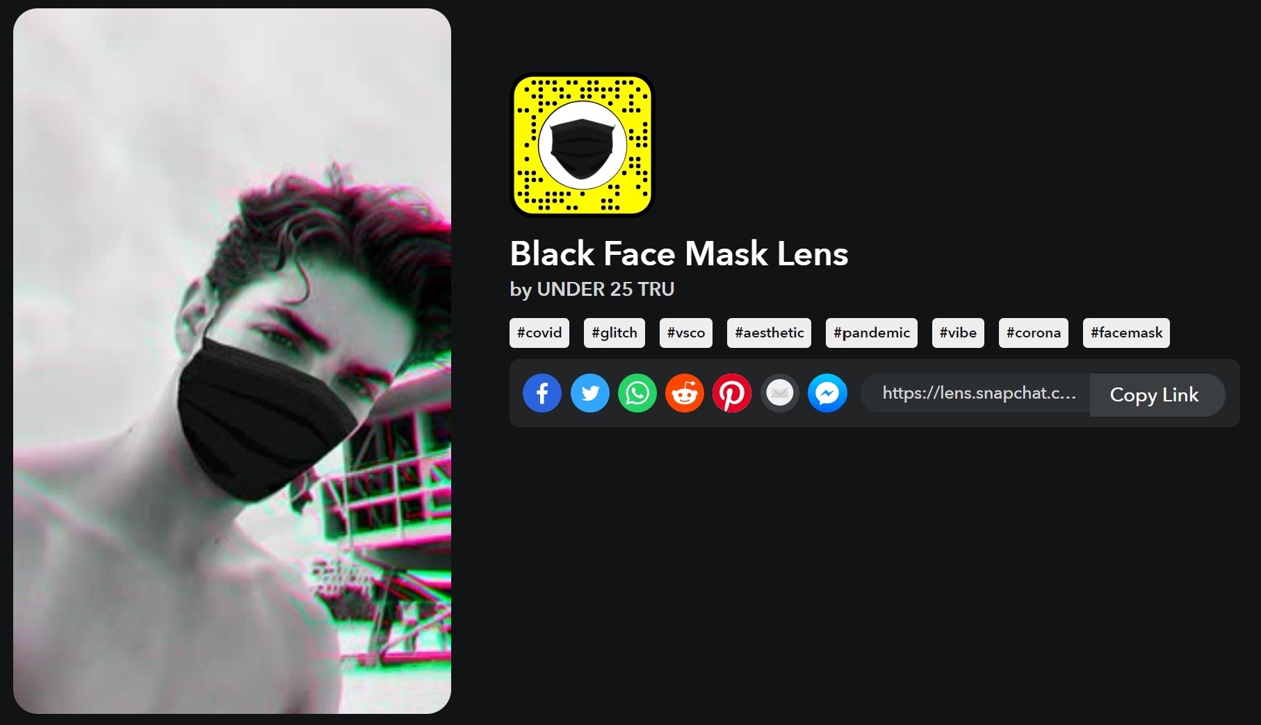 Black Face Mask Snapchat filter