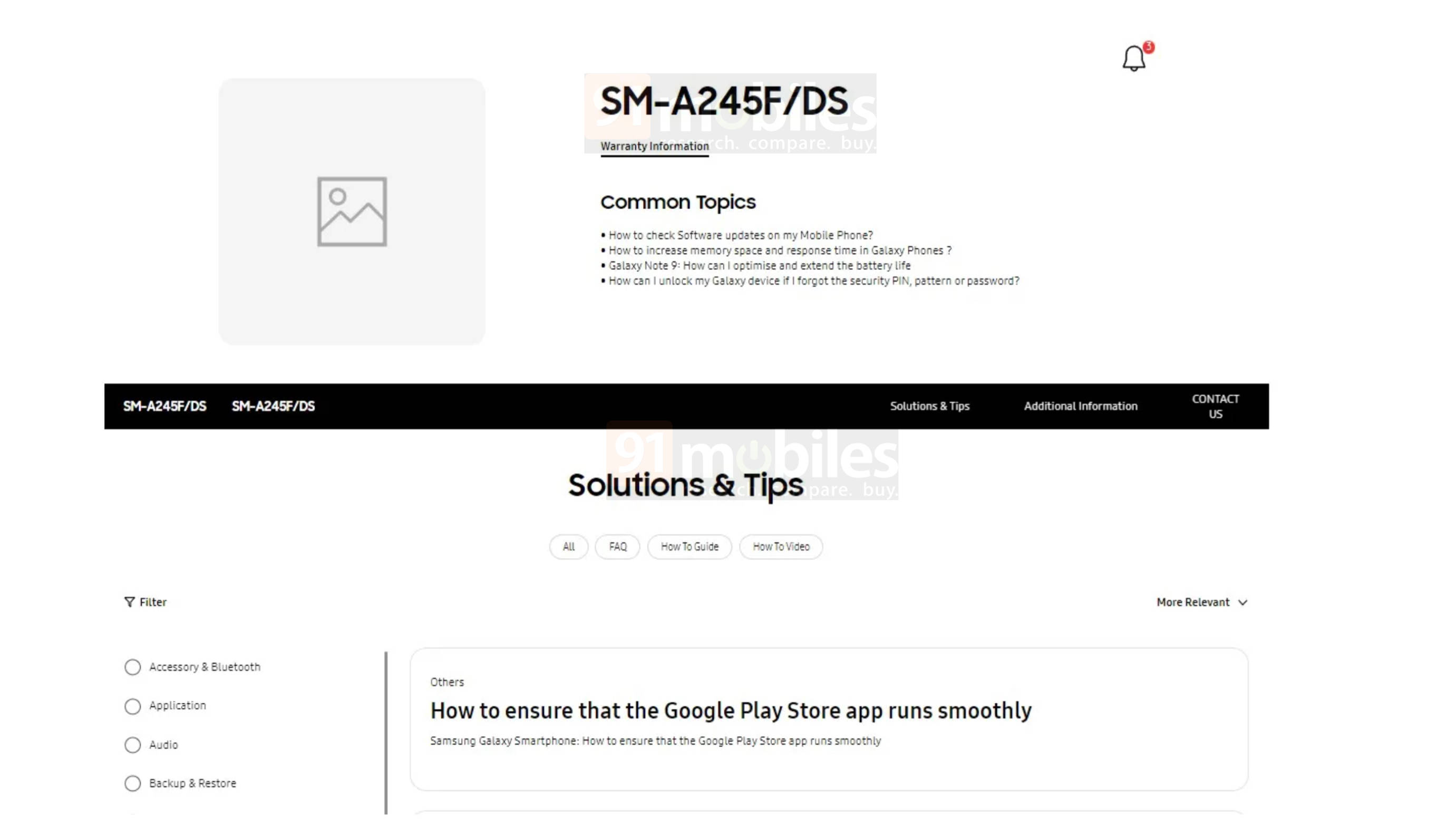 Samsung Galaxy A24 support page