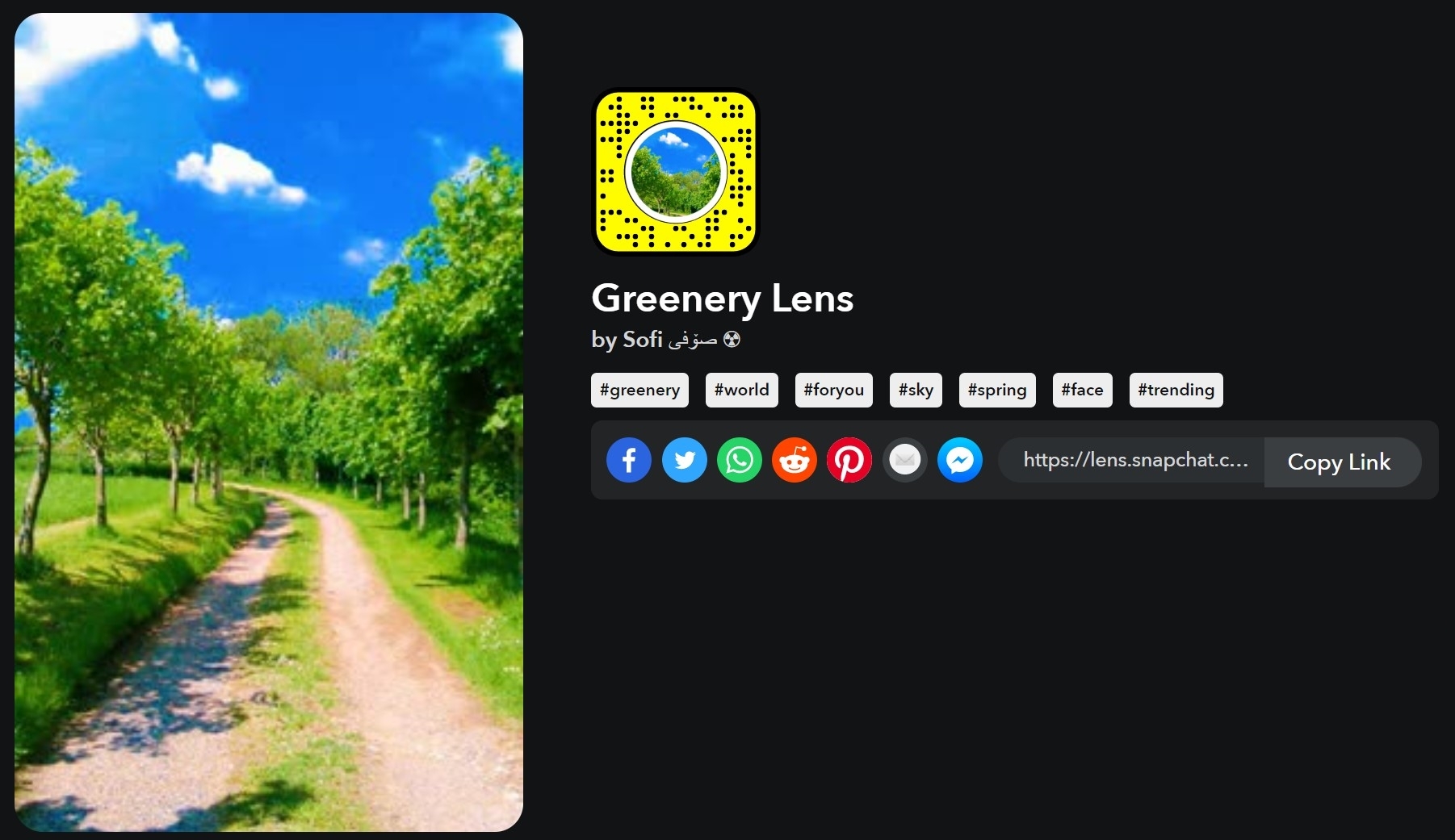 Greenery lens Snapchat filter