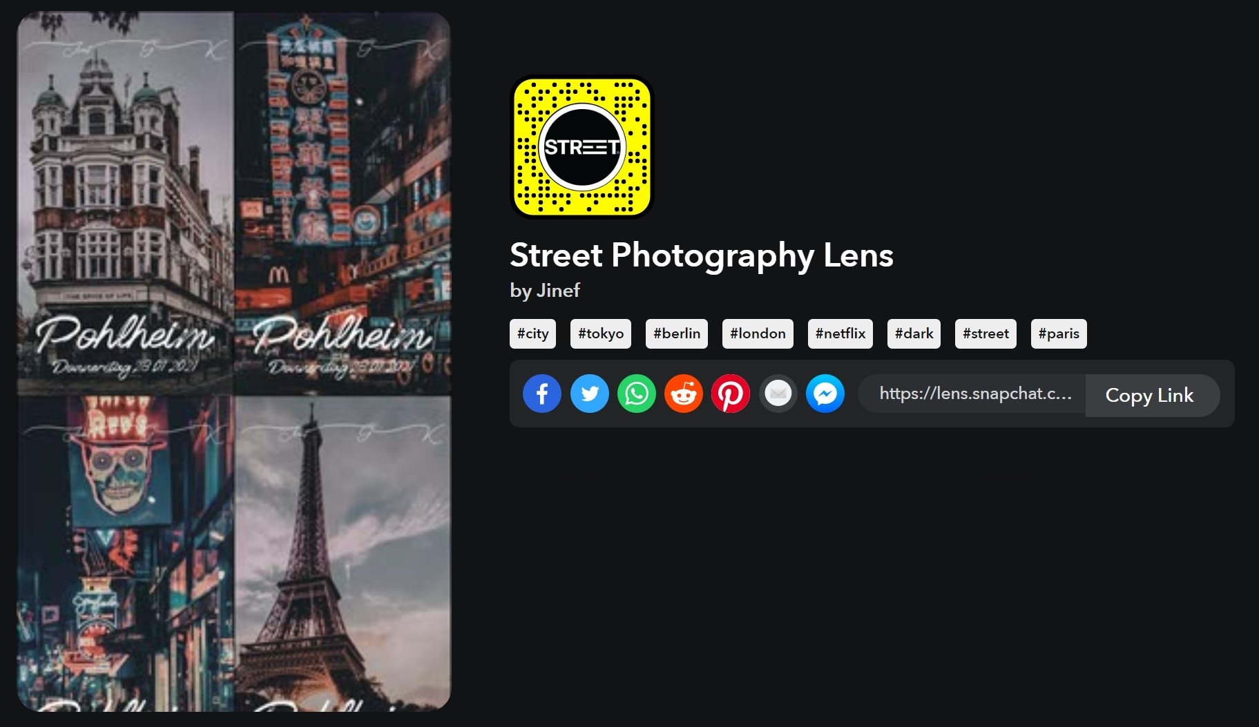 Street Photography lens Snapchat filter