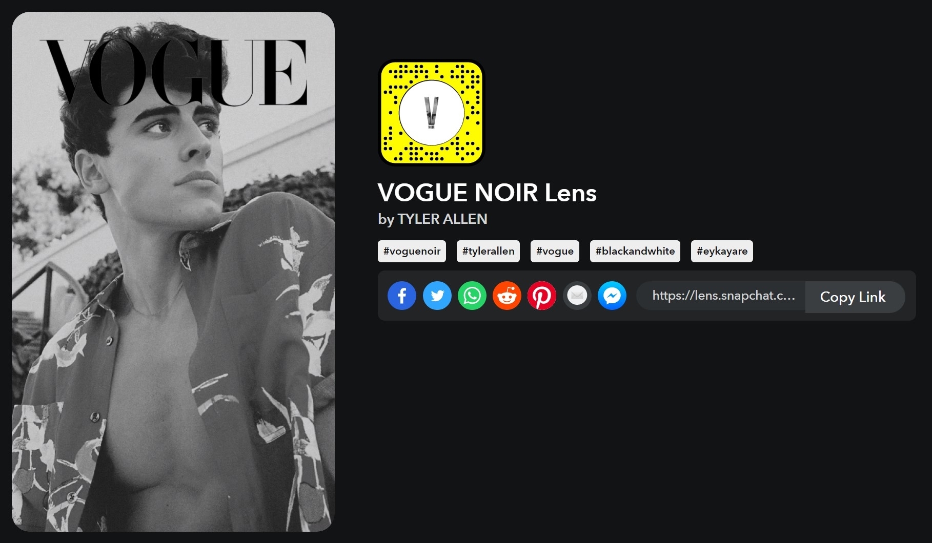 Vogue Noir Snapchat filter