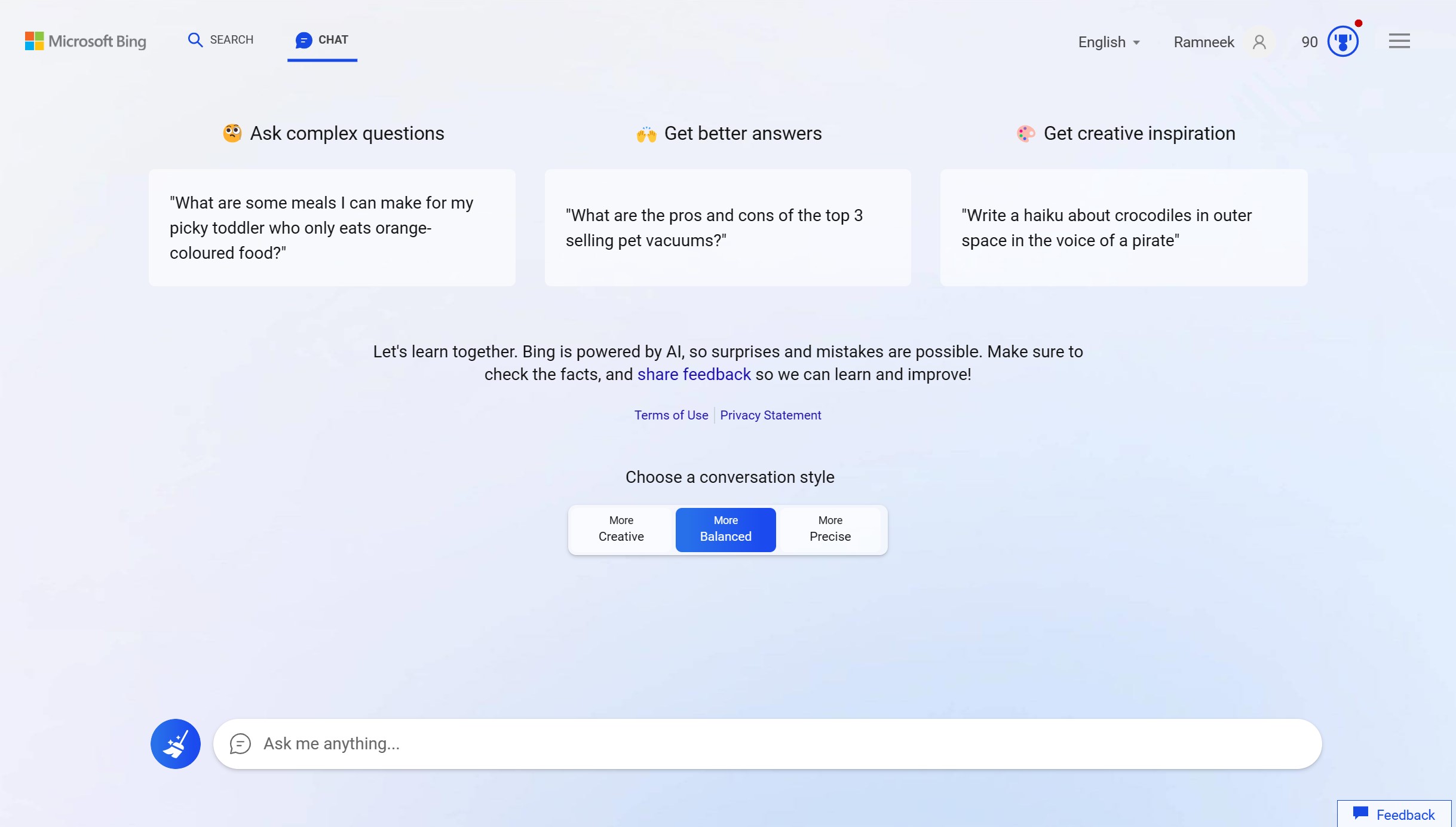 Bing AI chatbot