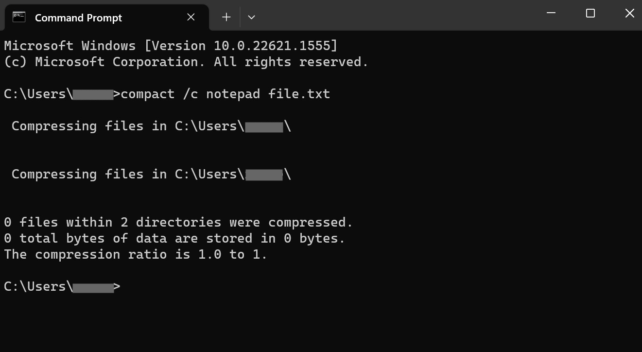 Compress cmd prompt
